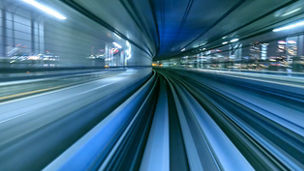 Timelapse of train moving in tunnel, Tokyo Japan
