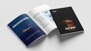 Mockup av forside og oppslag av Topplederrapporten