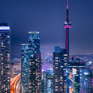 Toronto buildings at night