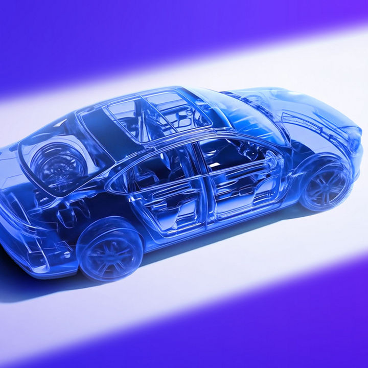 Transparent blue car banner