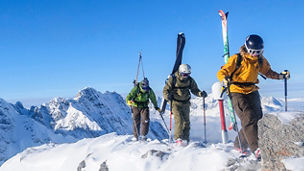 trekking on snowy mountain