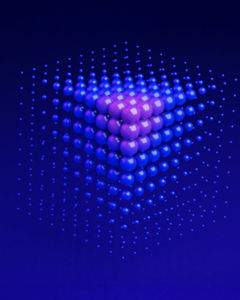 KPMG Trusted AI Framework hero image - a cube made up of blue and purple glowing dots