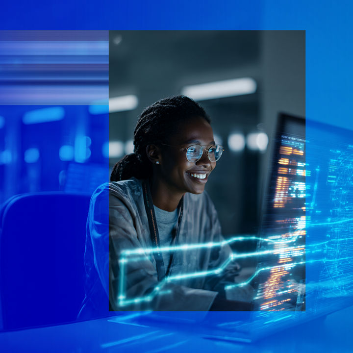 Colleague working on an interactive screen