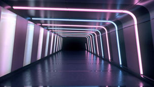 Tunnel with neon lights