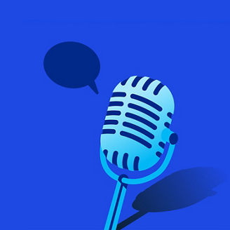 Microphone and speech bubble podcast illustration