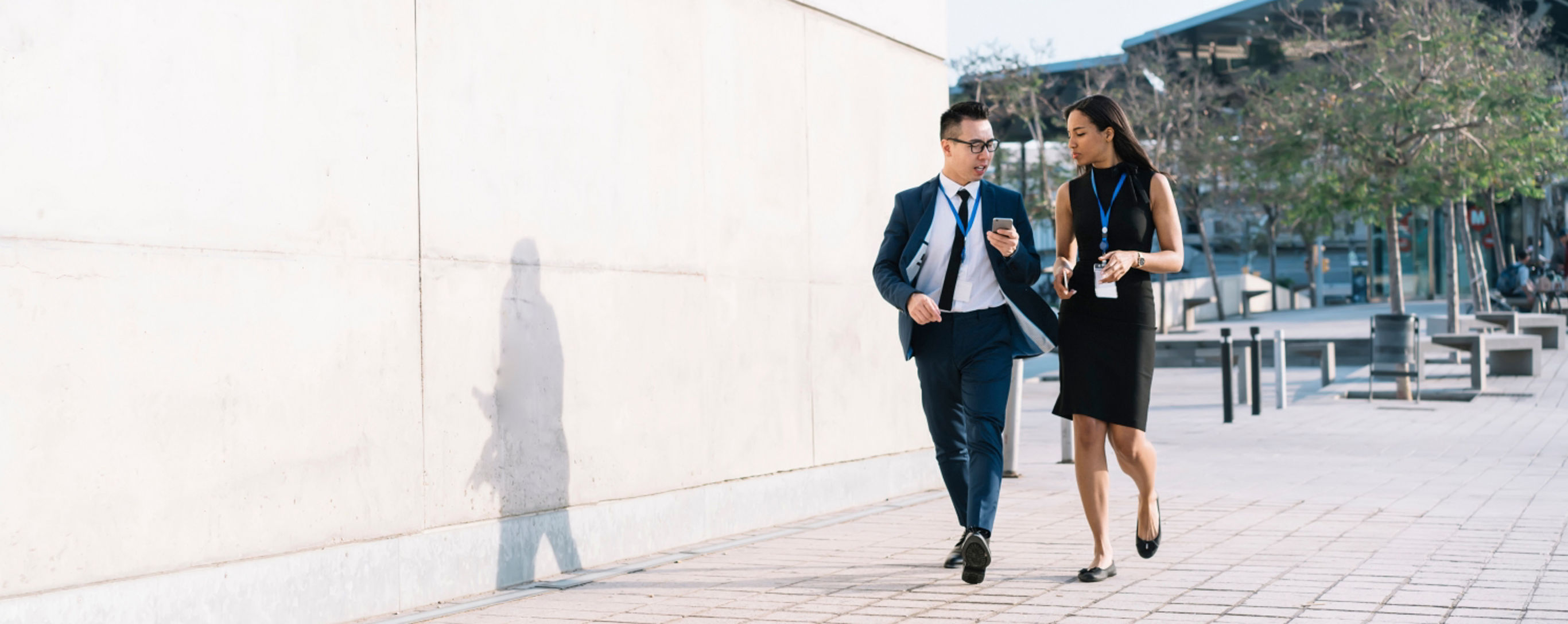 Two colleagues are walking