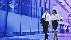 Two employee walking together