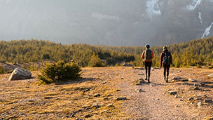 two people hiking