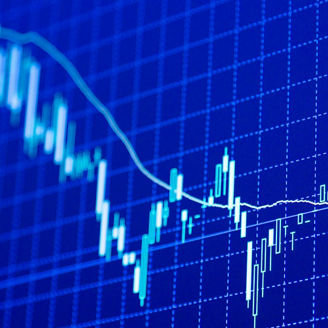 Digitaler Graph vor blauem Hintergrund