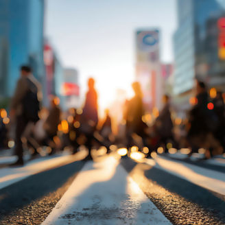 Urban crosswalk with people