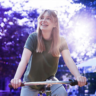 woman on a bike