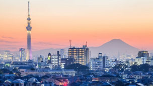 Tokyo city view with Tokyo skytree and mountain fuji