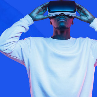 Man with VR-glasses on