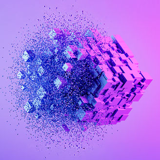 sich auflösender abstrakter Würfel