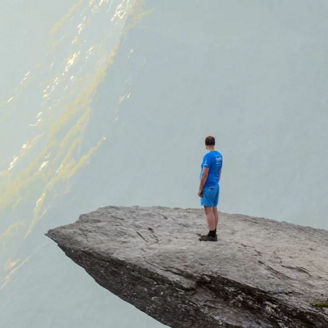 Hiker on a rocky outcrop