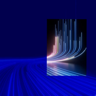 White lines blue background