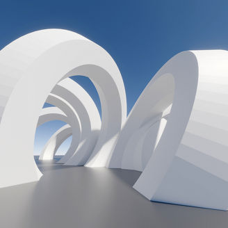 White spiral arches tunnel
