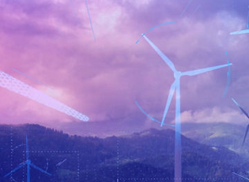 Wind turbines on hill blueprint