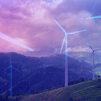 Wind turbines on hill blueprint