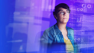 woman analysing screen