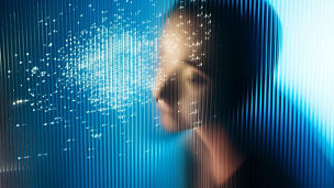 Woman behind glass