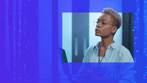 Woman carrying laptop banner