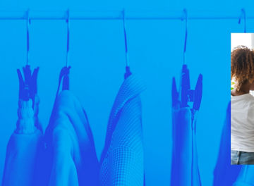 Woman choosing outfit banner