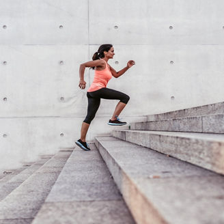  woman climbing stair