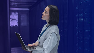 Woman at data centre
