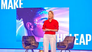 Woman giving speech in an event