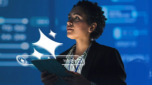Woman holding tablet device