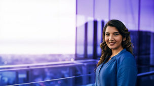 Woman in blue shirt