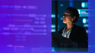 woman in server room