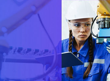 woman working with industrial equipment