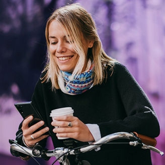woman looking at phone