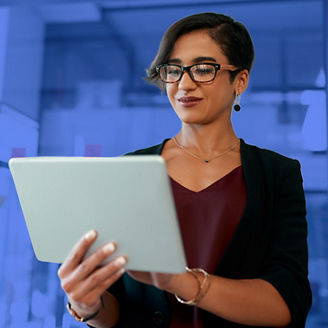Woman looking at laptop
