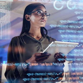 woman looking at the screen