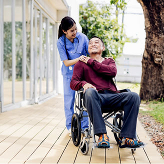 woman-nurse-and-man-on-wheelchair