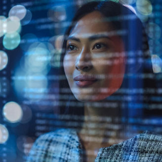 woman looking at screen