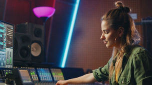 Woman Recording Music