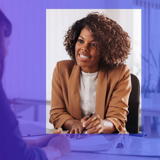 Woman smiling doing business