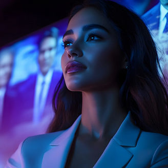 woman-suit-stands-front-tv-screen