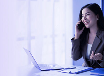 woman talking on phone banner