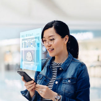 Woman retail shopping on mobile device