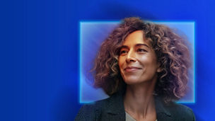 Woman on a blue background