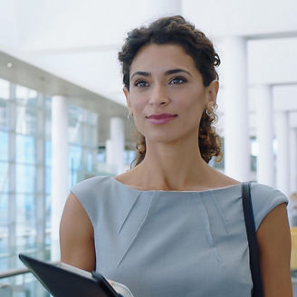 Woman with curly hair