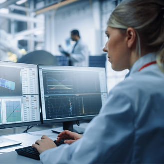 Woman working on a computer