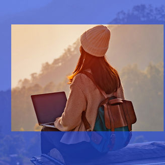 Woman working on a laptop - banner