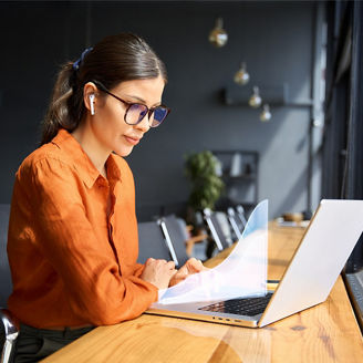 Woman working on laptop