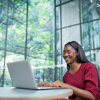 Woman working on laptop